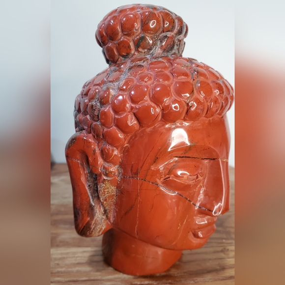 3.3 lbs Red Jasper Crystal Buddha Head, 6 inches - Picture 3 of 15
